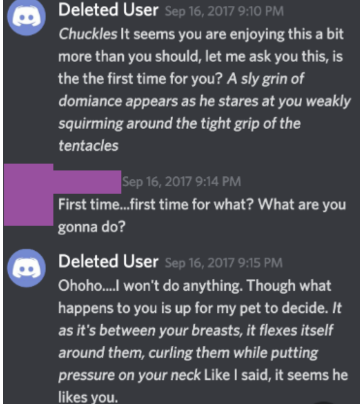DDesy, Commander's gf claims her bf was "joking" but if you look at the times on these msgs, it goes on for at least 3 hours. Does that seem like a joke to you? How is that joke SO funny you let it go on for THAT long with a child. 9 to 11 PM.. a "JOKE", italics and everything.