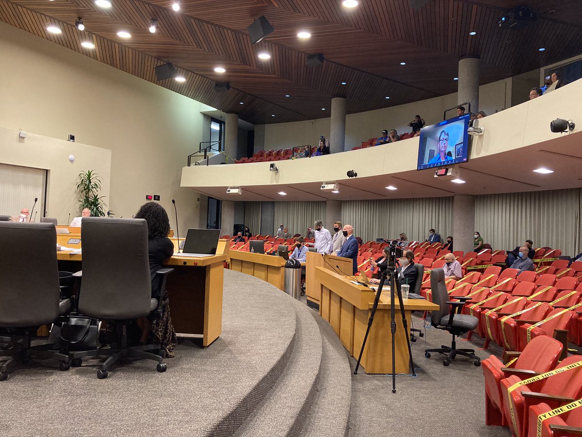 I’m walking back into the meeting after a live shot for  @6News.Dr. O’Brien and Dr. Buchanan are still speaking with commissioners.