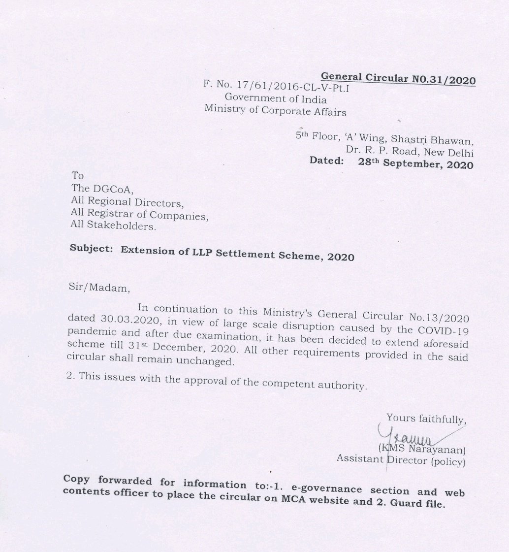 CSalahkar's tweet image. Companies Fresh Start Scheme,2020 and LLP Settlement Scheme, 2020 extended to 31/12/2020.
#CFS2020 #LLPsettlementscheme #CA #CS