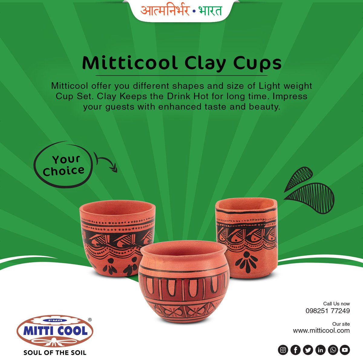 mitticool's tweet photo. #Mitticool offer you different shapes and size of Light weight #CupSet. #Clay Keeps the Drink Hot for long time. Impress your guests with enhanced #taste and #beauty.
#ClayWare #EarthenWare #cookware #Tableware #mataka #healthy #AatmanirbharBharat #indian #indianmade #Swadeshi https://t.co/gh3tCHUeku