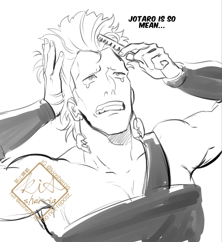 art request on IG for reaching 10K.
Thank you for your request! So I thought about Pol Pol pranking Jotaro. hehe.
Thank you for liking my art . ;O; ? Hope you like this!
#jjba #jotaro #polnareff