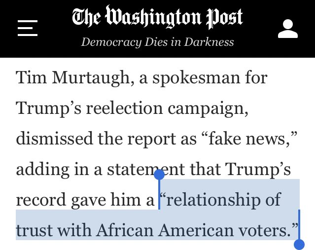 Pretty bold of Trump campaign to call a heavily investigated  @Channel4News report with receipts “fake news” in the same statement that it brags about an absolutely mythical “relationship of trust with African American voters.”  https://www.washingtonpost.com/technology/2020/09/28/trump-2016-cambridge-analytica-suppression/