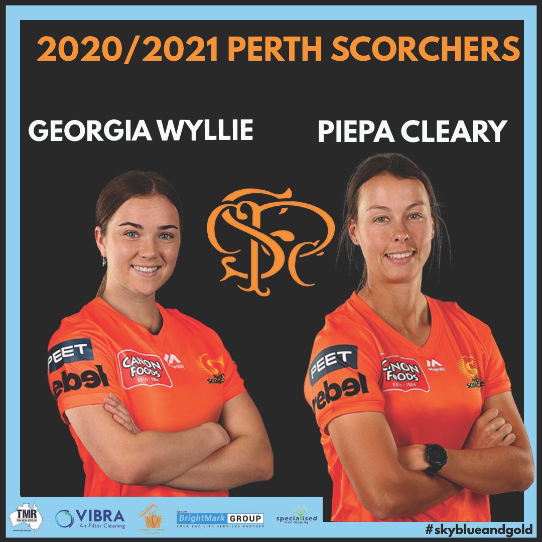 SPCCinWA's tweet photo. Congratulations to two South Perth players who have been selected in the @ScorchersBBL squad for this upcoming Big Bash season. @BBL 

Georgia Wyllie (debut) and Piepa Cleary https://t.co/x9bTi5M36w
