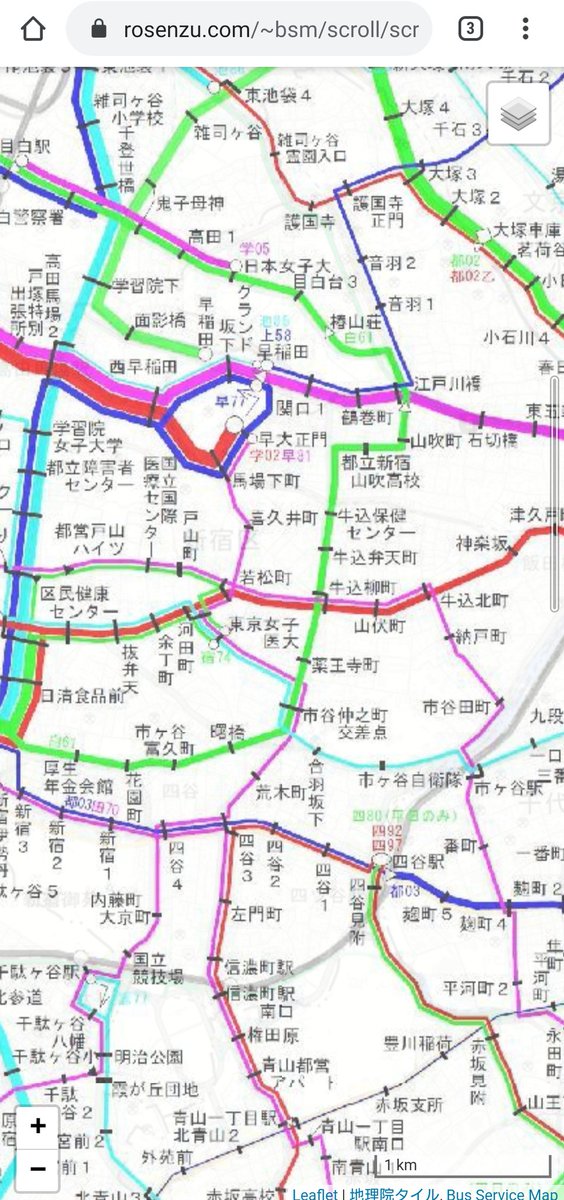 Yukai3chome Bus Service Map 新 スクロール版に 00年と10年の東京23区周辺路線図のレイヤー ばやりーす氏編集 を追加しました 画面右上の菱餅のようなボタンをクリックすると切り替えられます 大江戸線全線開業前のバス路線図と今の地図を重ねて