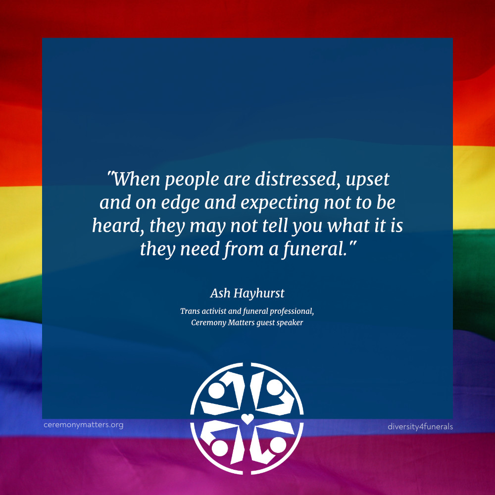 A good rapport with clients is vital. LGBT+ people look for services where they know that they will be welcomed/heard. The secret is in the small details of your behaviour.
Join us at our conference, if you want to know more. #funeralcelebrant #funeraldirector #lgbt