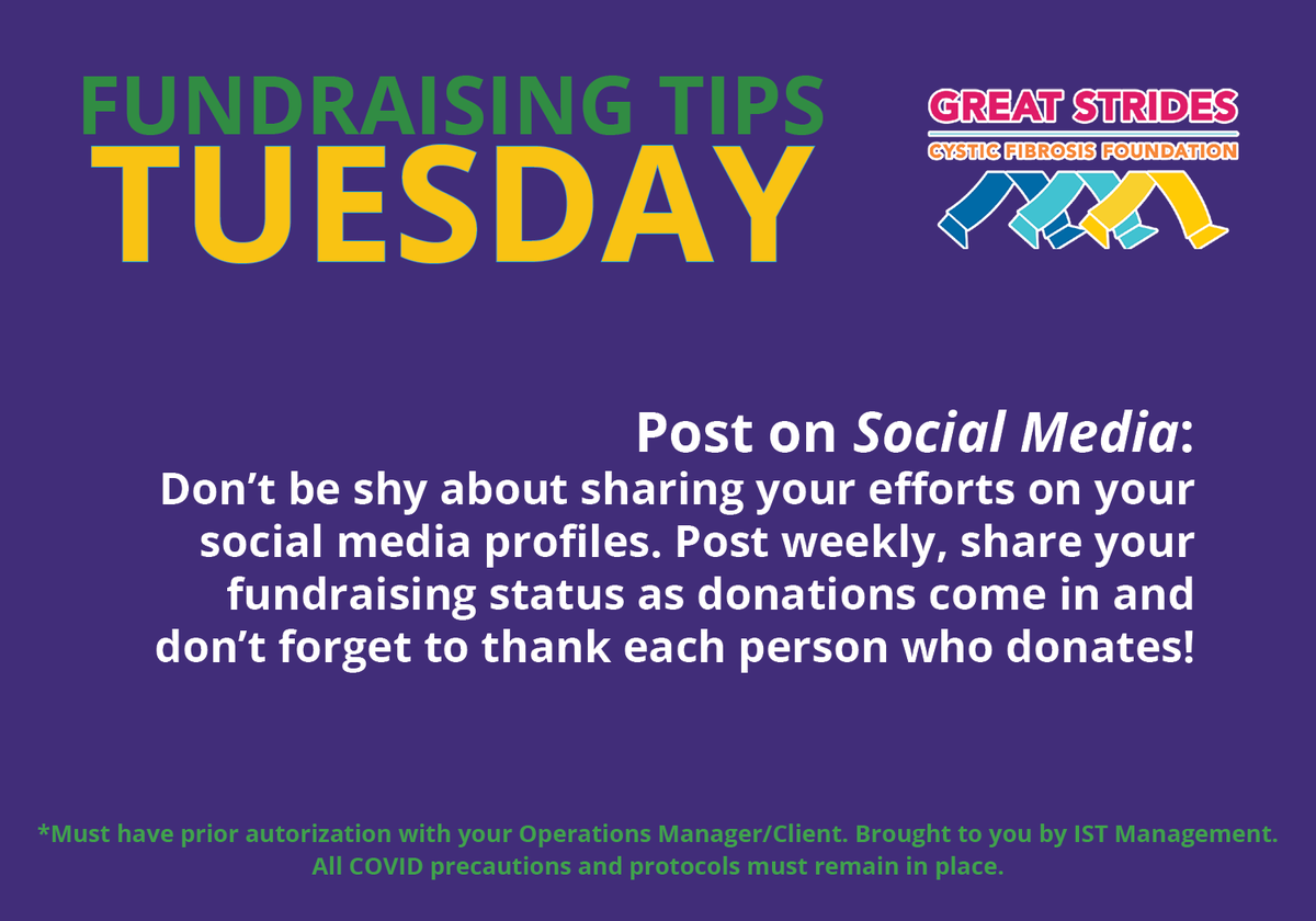 ISTEmpowerment's tweet photo. Social Media is a powerful platform - post, post, post! Ask your family and friends to share your post. The more eyes that see it, the more people who have a chance to donate. #CFF #GreatStrides #CF #TeamIST https://t.co/H7JAtV7wca https://t.co/dj2vqJHZIC