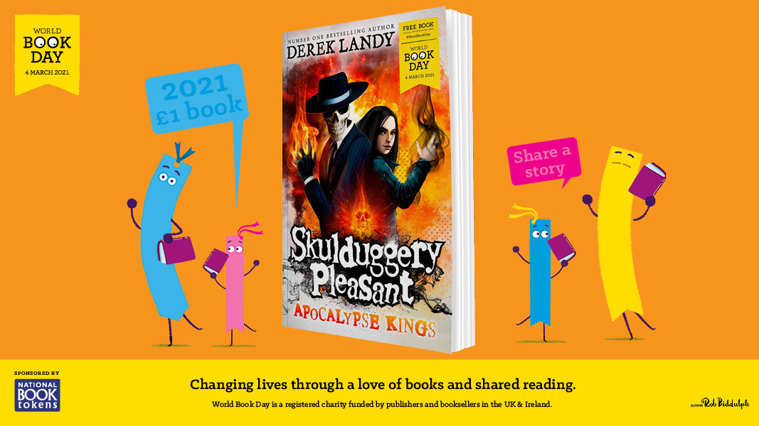 Our £1 teen titles selection for 2021 kicks off with a brilliant new instalment in the bestselling Skullduggery Pleasant series by  @DerekLandy – hurrah! Find out more:  http://www.worldbookday.com/book/skulduggery-pleasant/  #WorldBookDay