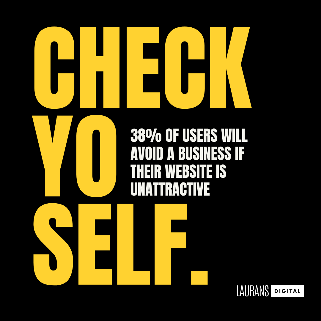 lauransdigital's tweet photo. 48% of users believe website design is the
#1 factor when judging a business’s credibility.

38% of visitors will stop browsing a website if the
layout is unattractive.

The average user needs only 50 milliseconds to form
an opinion about a website. https://t.co/hUrpsZrZED