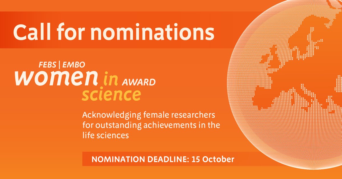 The <a href="/FEBSnews/">FEBS</a>|EMBO Women in Science Award highlights major contributions by female scientists to life sciences research. Winners of the award are inspiring role models for future generations of #womeninscience. Who should be nominated? embo.org/funding-awards…