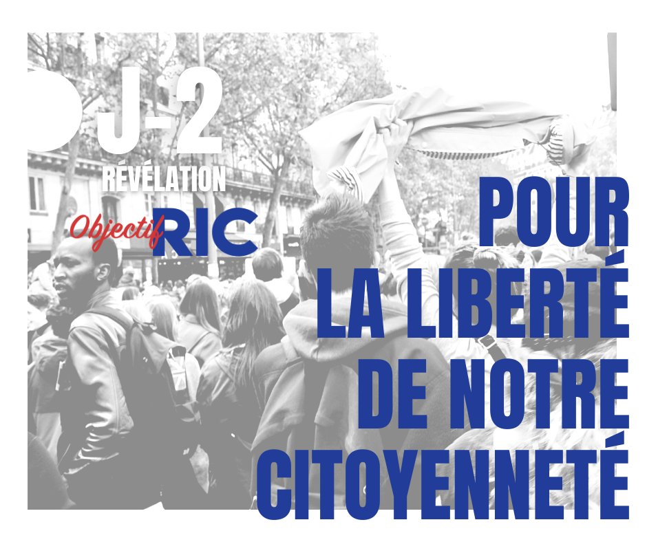 ObjectifRIC's tweet image. [Action citoyenne J-2]
Le fruit de plusieurs mois de travail par les membres d'Objectif RIC pour tenter de contribuer à l'essor d'un #RIC🇫🇷 sera bientôt rendu public.
En cette période périlleuse pour notre #démocratie, continuons à nous serrer les coudes. 
On a besoin de vous.