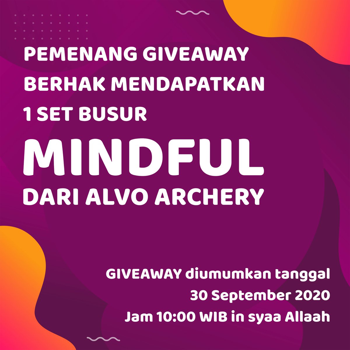 Alvo_Archery_'s tweet photo. Informasi GIVEAWAY
- Follow IG Alvo Archery
- Komen AYO PANAHAN di Postingan Giveaway + Mention 25 teman IG kamu
- WhatsApp DONE ke nomor CS Alvo Archery : 0813 4147 7775
- GIVEAWAY diumumkan besok sekitar Jam. 10 Pagi in syaa Allaah...
#AlvoGiveAway #Giveaway #GiveawayBusur https://t.co/PIPJ7S8dHf