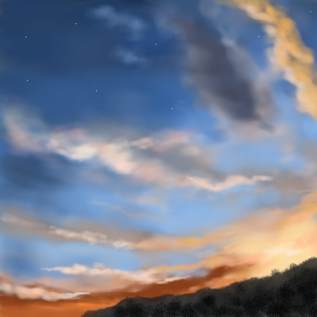 O Xrhsths ギガマック Sto Twitter もう秋ですね 夕焼け空がさみしげに見えます 夕焼け空 イラスト イラスト好きな人と繋がりたい 絵描きさんと繋がりたい