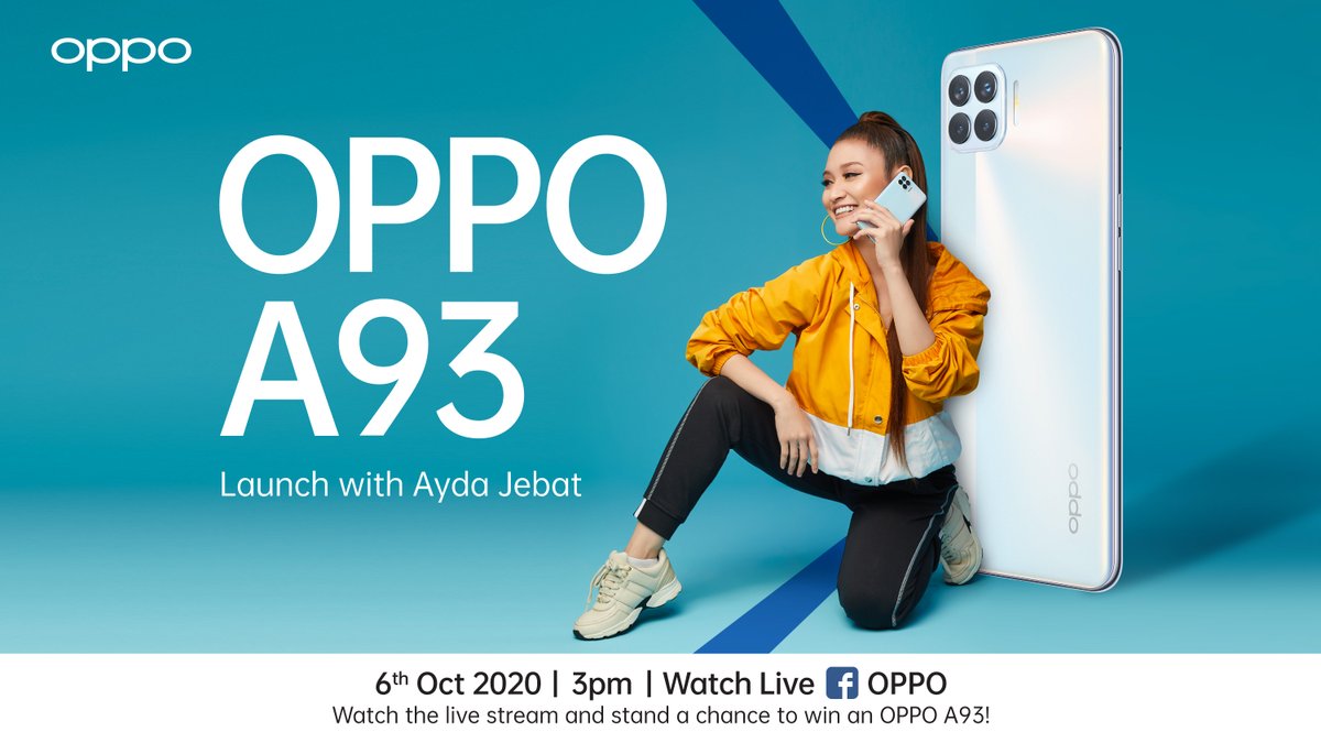 OPPOMalaysia's tweet photo. Save the date!
The live stream of #OPPOA93 launch is happening on 6 October 2020, 3pm on our Facebook page!
And don't forget to check out our Facebook page to know how you can stand a chance to win the OPPO A93.
#AceYourStyle https://t.co/XZqTIsdLq0
