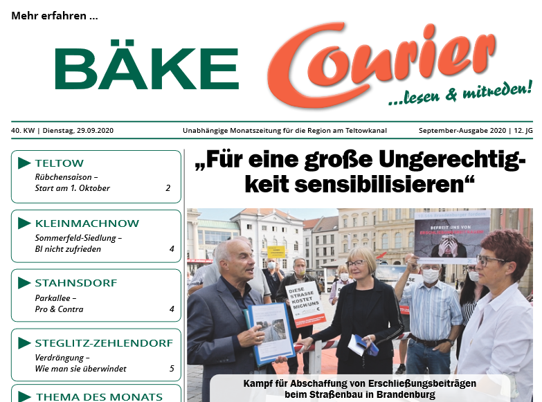 BC_Redaktion's tweet photo. #Teltow, #Kleinmachnow, #Stahnsdorf, #Zehlendorf, #Steglitz, #Lichterfelde: Der neue BÄKE Courier ist da! https://t.co/MkPvt64lkt https://t.co/xURHKVCiMx