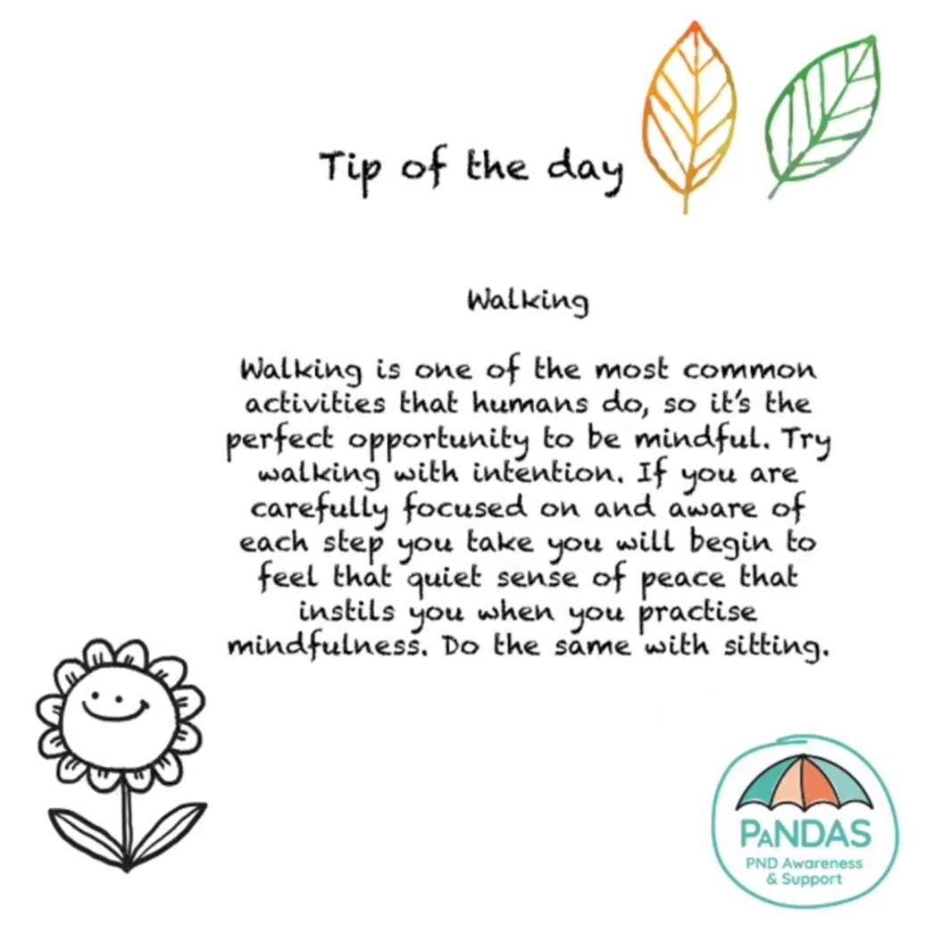 Pandas_uk's tweet image. Good morning from pandas, we hope you are ok. Walking can be a great way to practice mindfulness. Try and get out even for just a few minutes to ease any anxiety or stress.

#pandashr #pnd #pna #parenting #pmh #perinatalmentalhealth #autumn #mumlife #dadlife