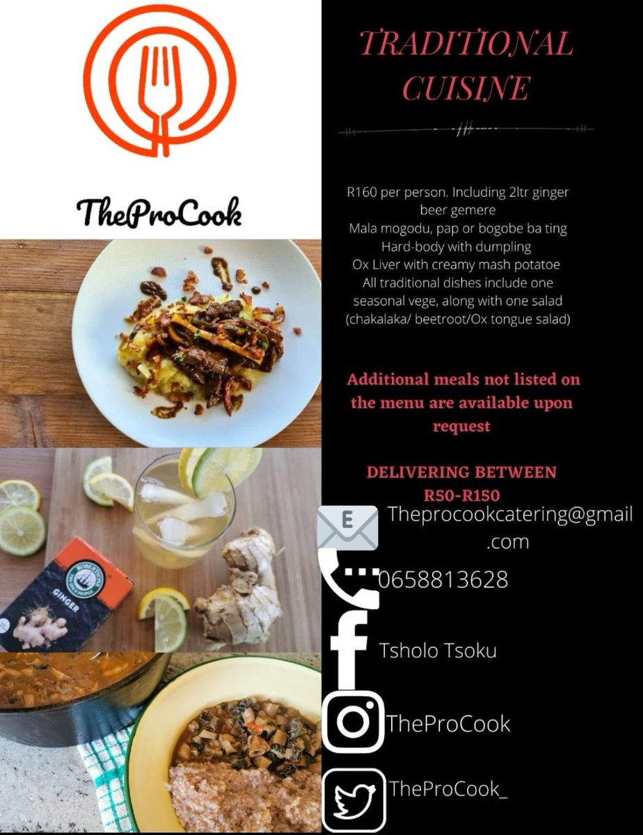 After lossing my job in June due to COVID-19, I started a YouTube channel called "Tastes like home with Tsholo". I have also started a catering company "The Pro Cook catering" &amp; it caters for everyday meals and events,  
Please support a young women

#Somizi #orlandopirates