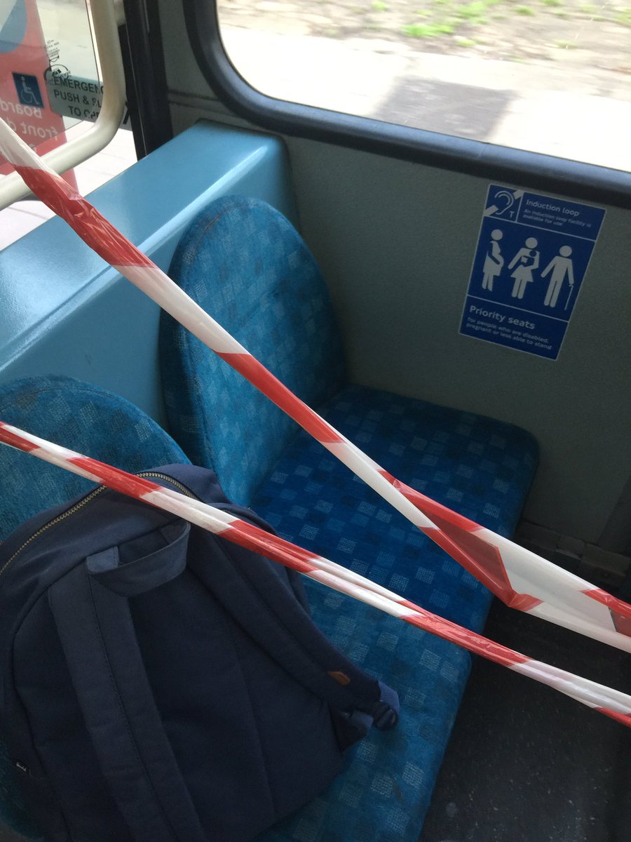 dgoldthorpe's tweet photo. @TfL Buses are getting busier. Taping off seats hinders social distancing rather than helping it. Will you please reconsider this policy? https://t.co/nmBLKHQIAY