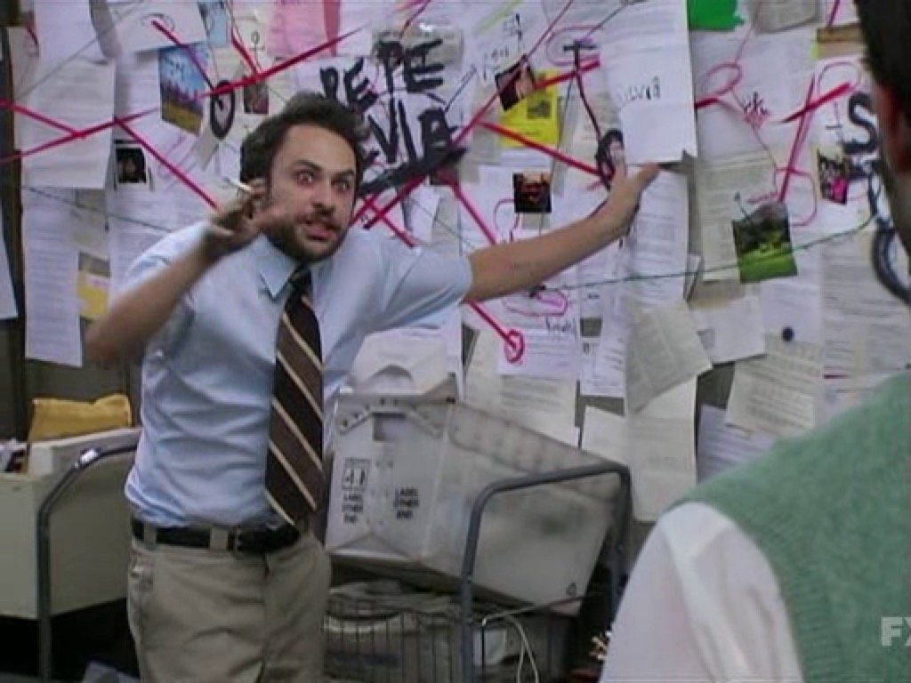 goro gets like this about loonaverse mv theories. he doesnt have a crime wall in his apartment he has a loona wall