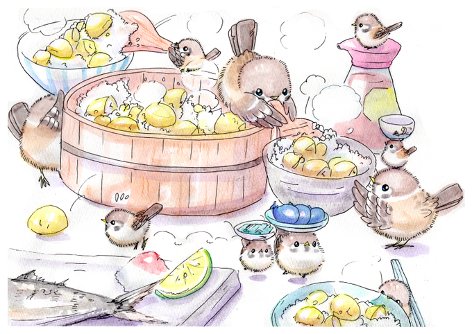 栗ご飯のtwitterイラスト検索結果