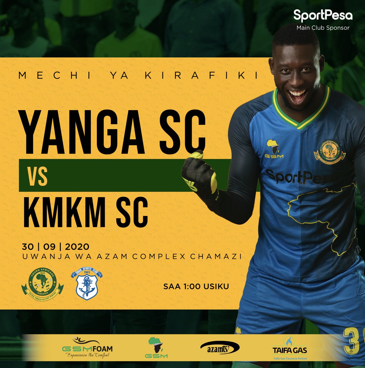 YoungAfricansSC's tweet photo. Kesho Jumatano tutacheza mchezo wa kirafiki dhidi ya KMKM SC kwenye uwanja wa Azam Complex Chamazi kuanzia Saa 1:00 usiku.

Kwa kiingilio cha 5,000 mzunguko na 10,000 VIP. Tujitokeze kwa wingi kuishangilia timu yetu. 

#TimuYaWananchi #DaimaMbeleNyumaMwiko https://t.co/aRJMGzaksU