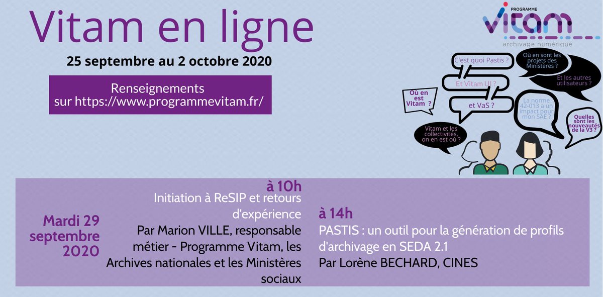 ProgVitam's tweet photo. Après un lundi consacré à l'initiative #VitamUI et au projet Vitam accessible en service, nous consacrons la journée de mardi à des outils : #ReSIP développé par @ProgVitam et #PASTIS proposé par @CINES_FRANCE https://t.co/d2N0IxiezQ