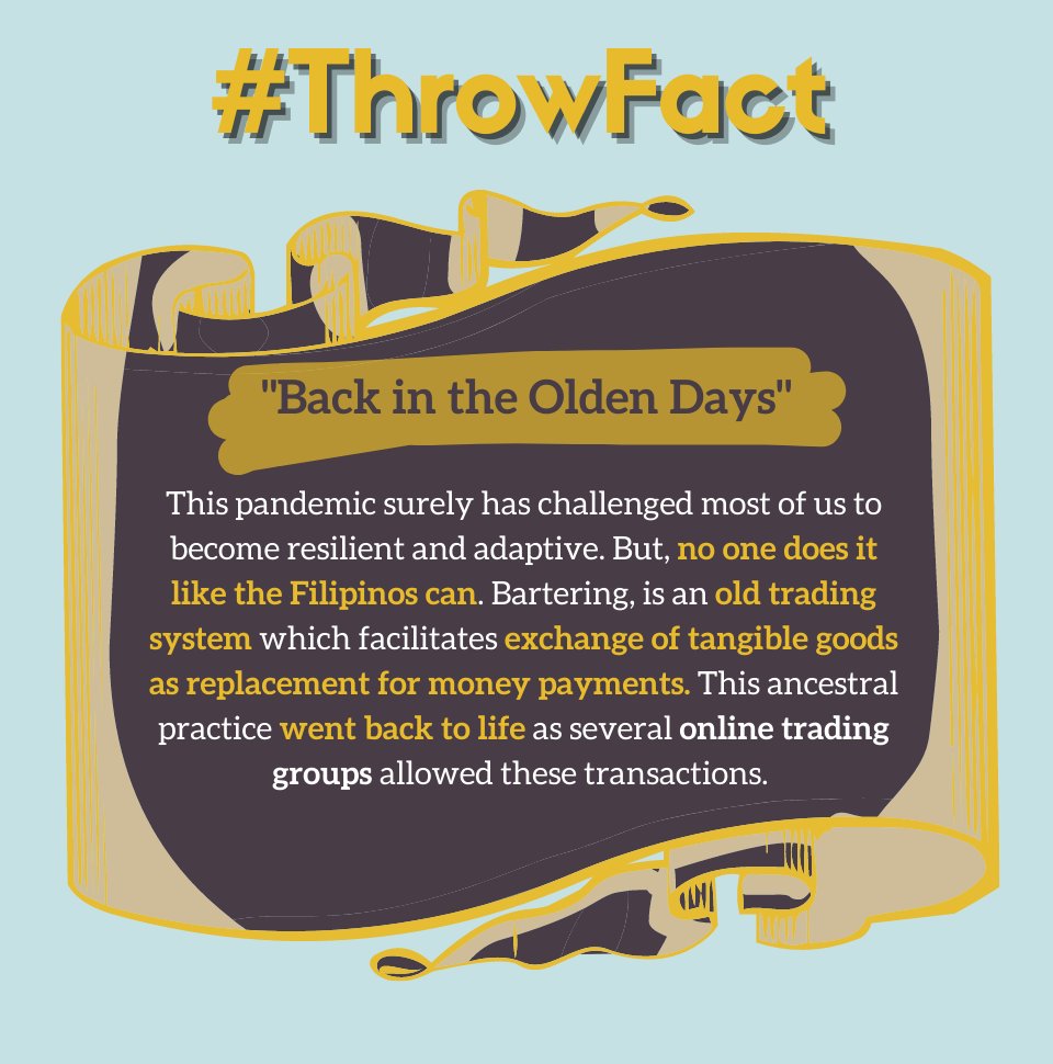 projectswitchph's tweet image. Sa kabi-kabilang paglitaw ng mga online business, tila nanumbalik ang sinaunang panahon dahil sa bartering system na laganap sa mga Facebook groups.

Alamin ang buong sistema sa artikulong ito: manilatimes.net/2020/08/18/opi…
#BarterSystem
#InfoTidbits2SeptemberScoop
#ProjectSwitchXTrade