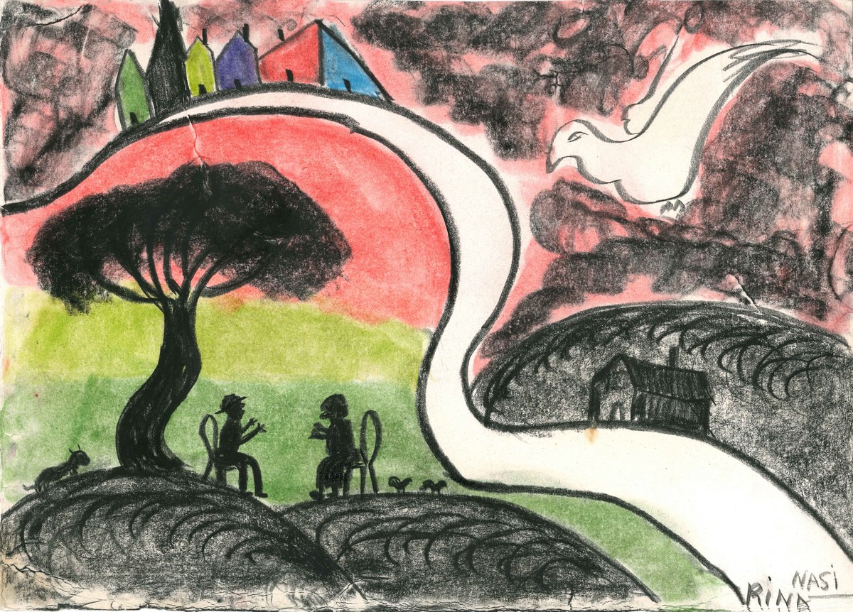 1 𝒄𝒓𝒆́𝒂𝒕𝒆𝒖𝒓, 1 𝒐𝒆𝒖𝒗𝒓𝒆, 1 𝒂𝒄𝒕𝒖𝒂𝒍𝒊𝒕𝒆́
Rina Nasi (1915-1976)
Ses compositions jouent sur les contrastes de formes et de couleurs. Elle y décrit la vie rurale, des scènes du quotidien dans lesquelles elle se représente souvent, au milieu d’une nature paisible.