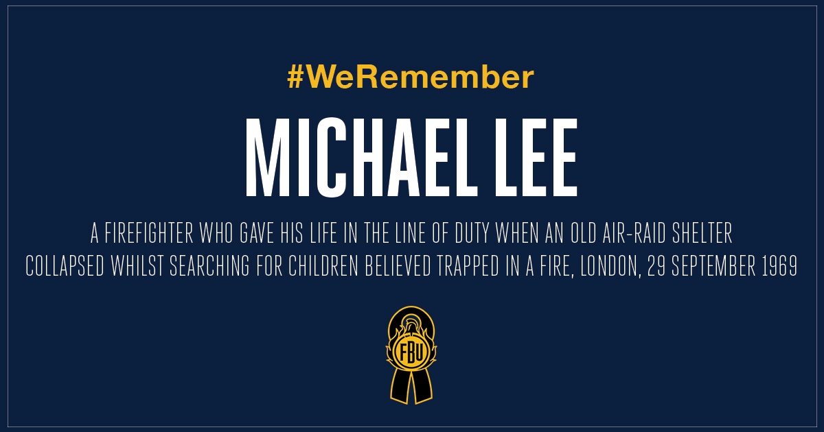 #WeRemember firefighter Michael Lee, who lost his life in the line of duty on this day in 1969.