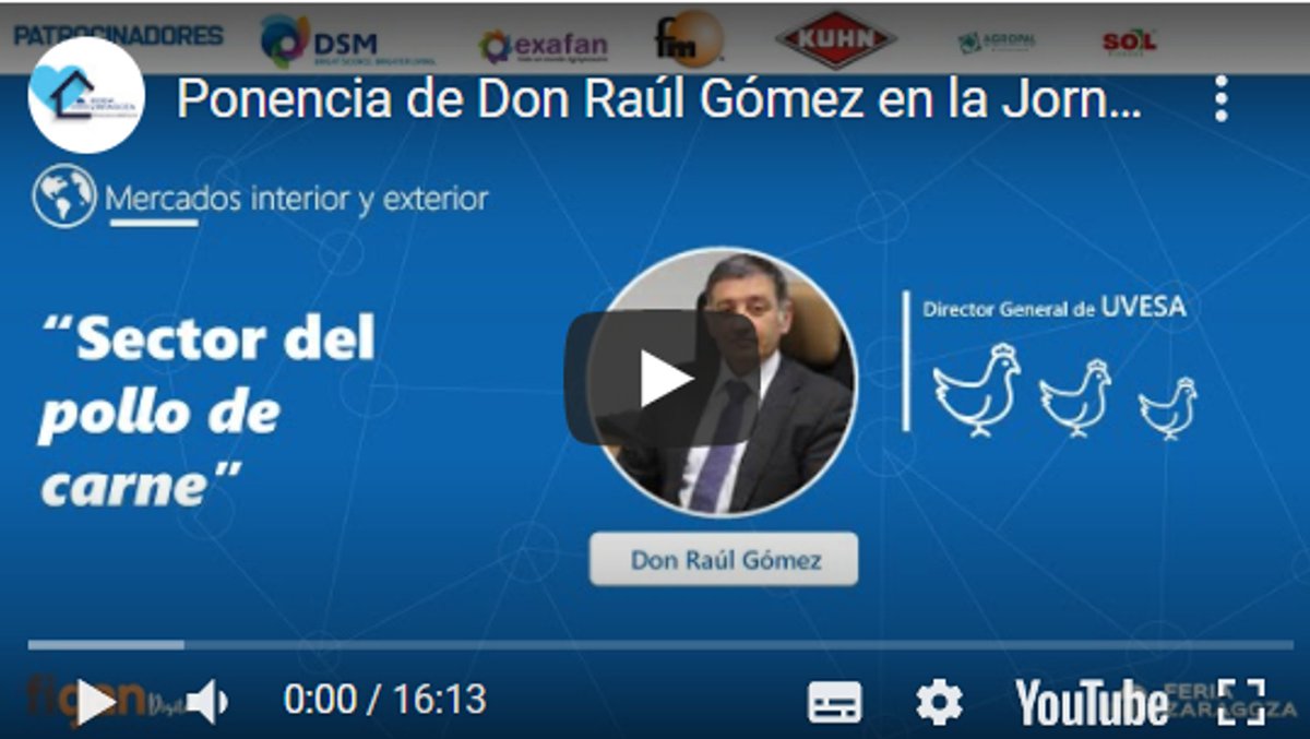 4ª ponencia de D. Raúl Gómez, Director General de @Grupo_Uvesa en la Jornada Técnica Online "Perspectiva de los mercados pecuarios 2020-21" 👉 https://t.co/W4e7J9ZTPh ;actualidad y previsión de la evolución del POLLO DE CARNE. #figan2021. @feriadezaragoza https://t.co/s7SuRhZS9V