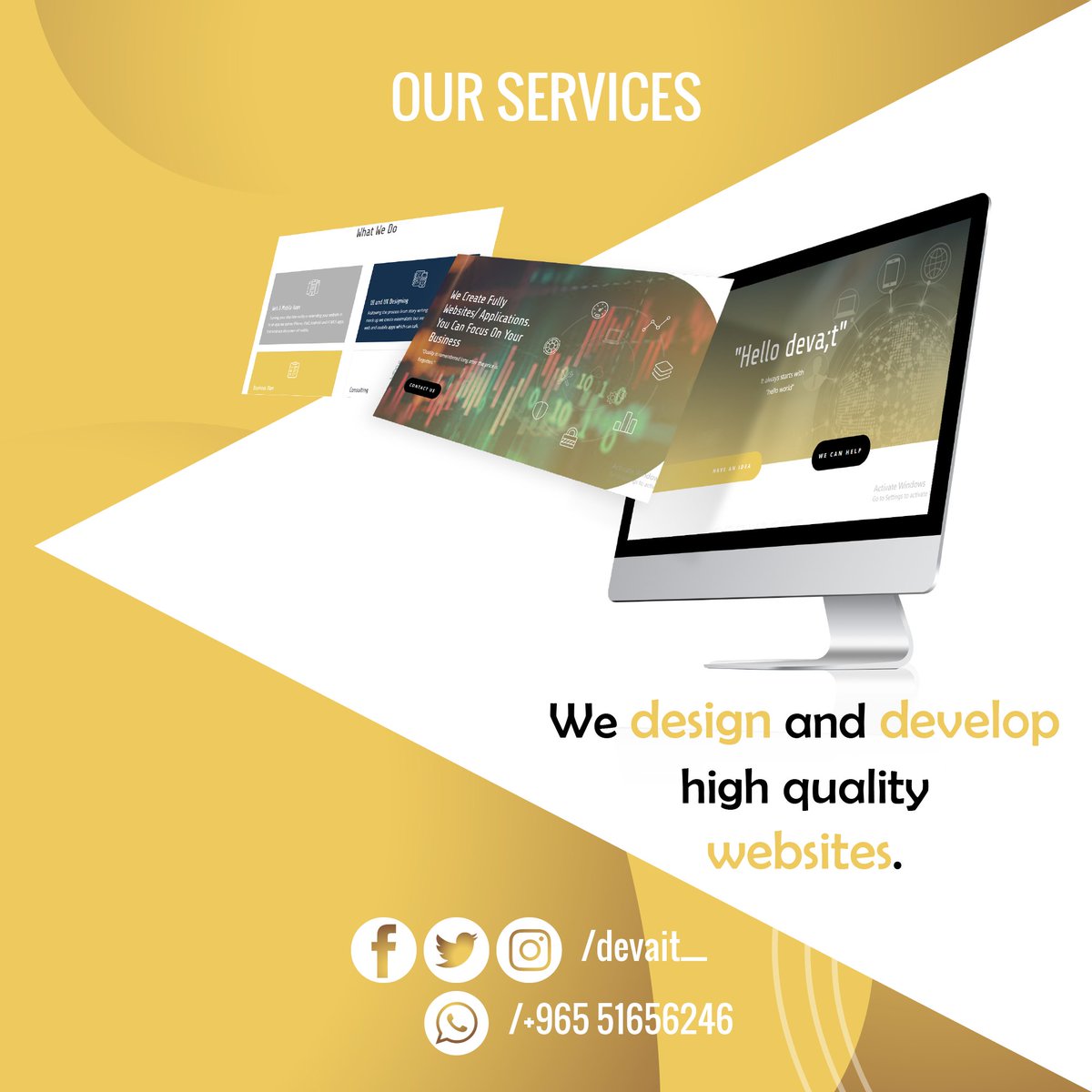 devait__'s tweet photo. Our services include Web Design and Development, Mobile Applications, UI/UX Design, and Business Plan Development.

تشمل خدماتنا تصميم وتطوير المواقع وتطبيقات الجوال وتصميم UI / UX وتطوير خطة العمل.

#kuwait #kuwaitnews #tech https://t.co/ZpPgRJIw5C