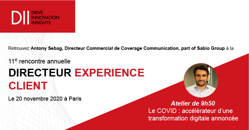 WeAreCoverApps's tweet photo. #experienceclient
Retrouvez Antony SEBAG, Directeur Commercial de Coverage Communication, part of @sabiogroup, lors de la 11ème rencontre annuelle Directeur Expérience Client organisée par @DII_EU avec notre partenaire @GenesysFrance, le 20/11/2020 à Paris. https://t.co/rFNwiH4yFT