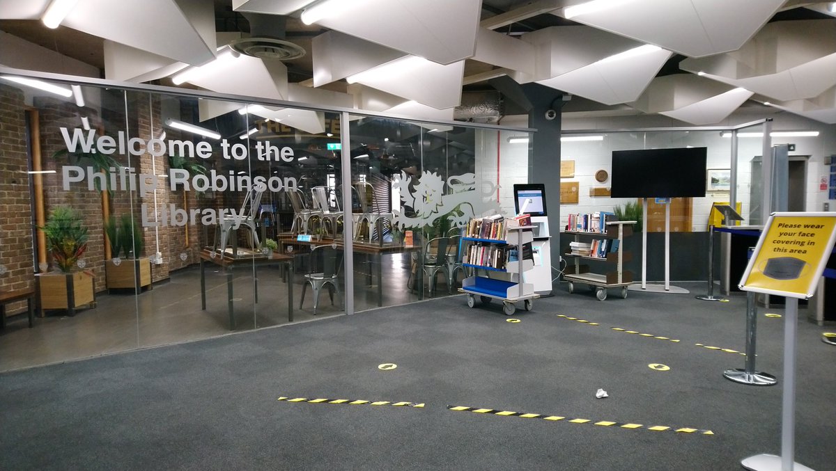If you're in Newcastle and want to return items, you can do so at the Philip Robinson Library. Between 8.30am-10pm, use the left hand door to enter the library and return your books using the returns machine...