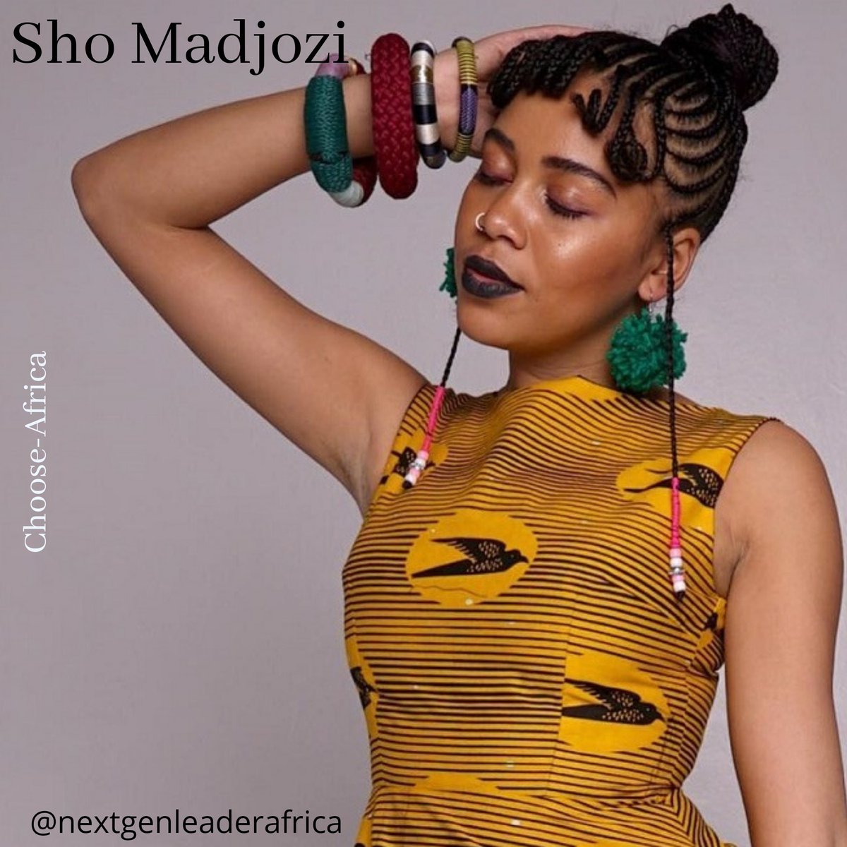 africa_nextgen's tweet photo. @ShoMadjozi is a multi-talented South African artist who become a star at home by setting her sights abroad.

She manifests her pan-African dreams to succeed not only in South Africa but also in Africa &amp; is currently working on a film project.
#ChooseAfrica #Manifest https://t.co/P9CpdVQTfy