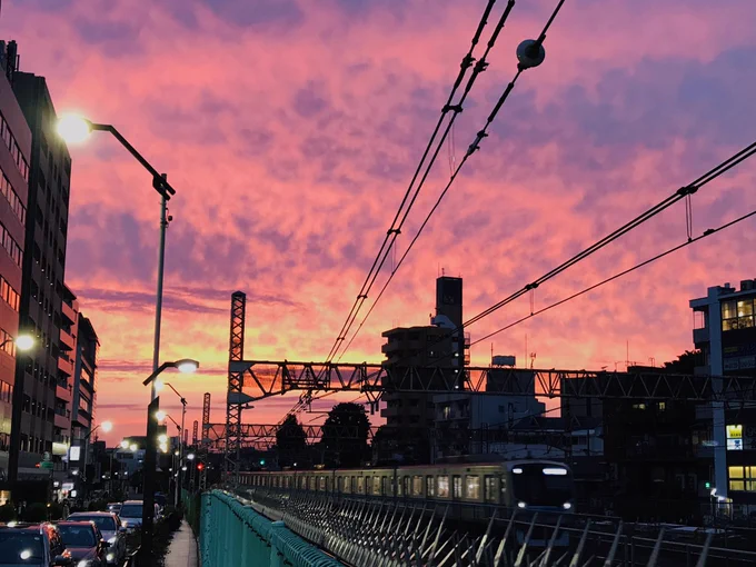 なんか夕陽がすごいことになってる。 