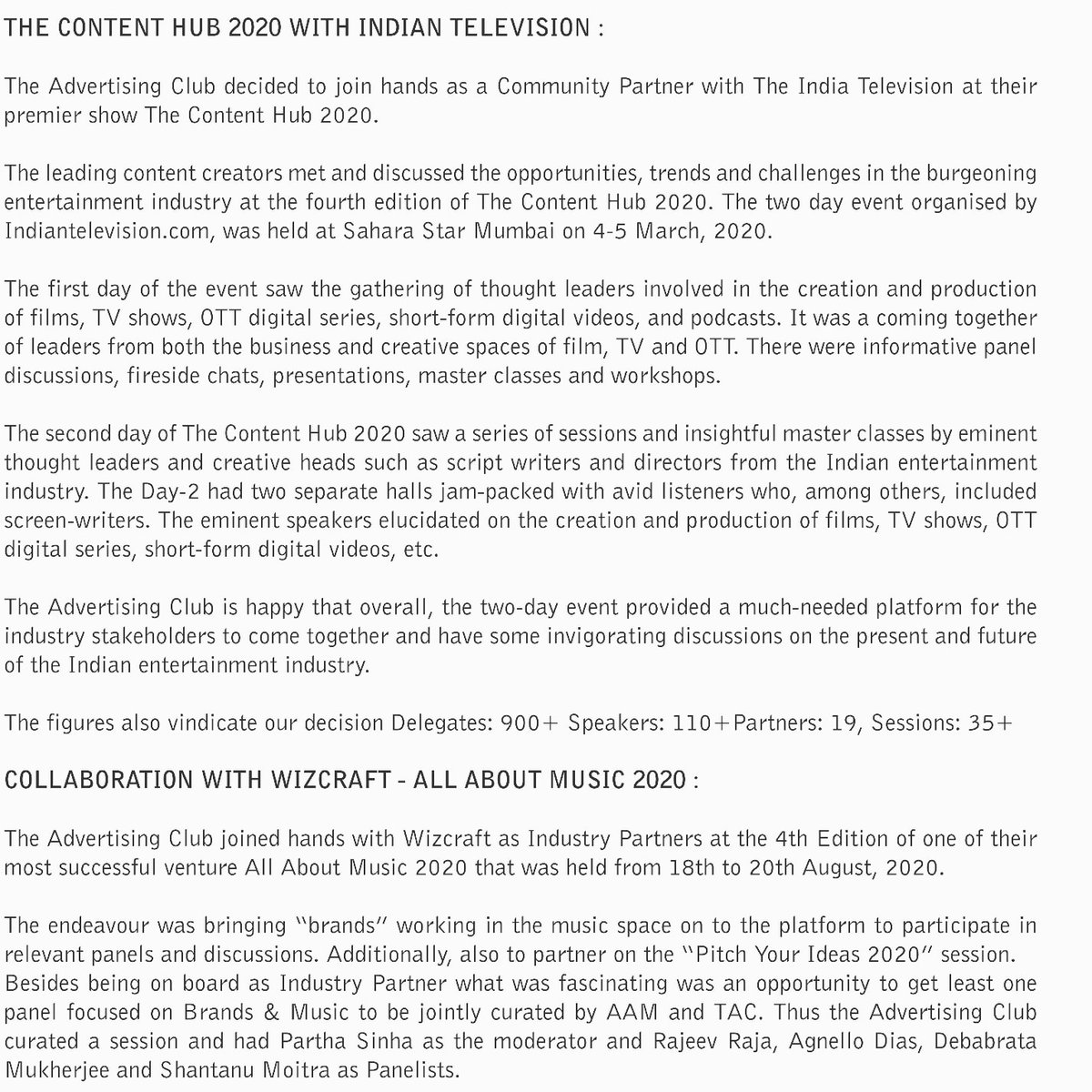 Thank you for the appreciation @TheAdClub_India. We look forward to many such prosperous collaborations with your esteemed association. #TheContentHub2020