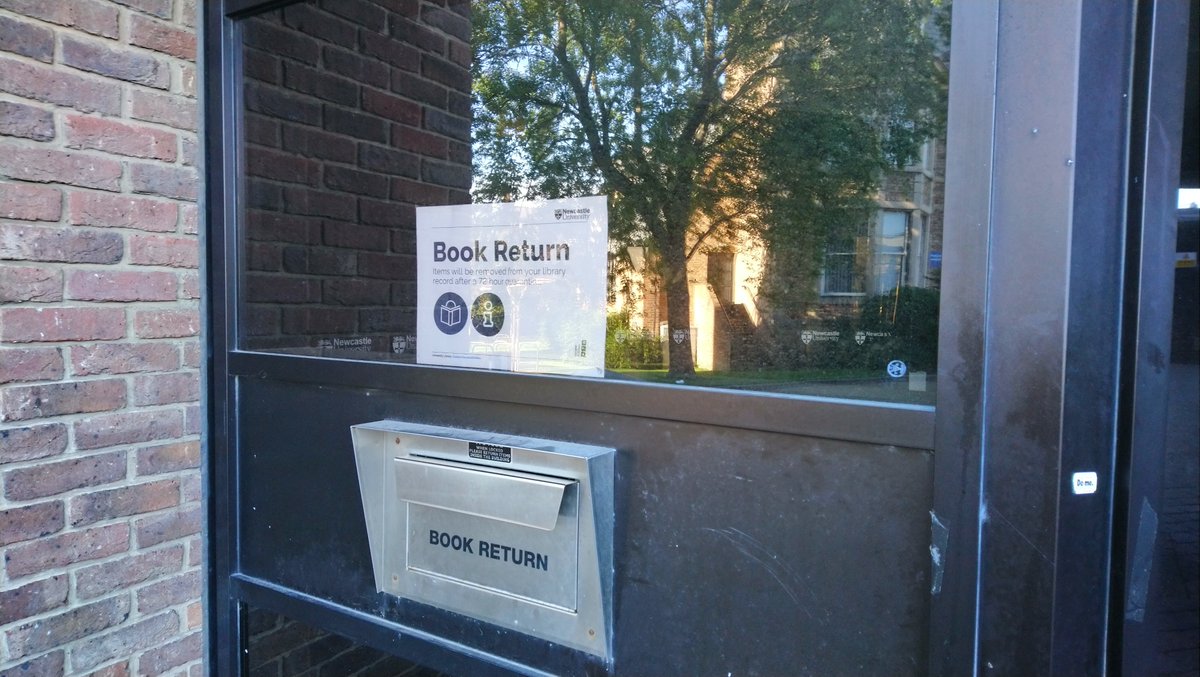 Outside of these times, please use the Book Return Slot at the entrance to the Philip Robinson Library. Books will be returned from your account after a 72hr quarantine