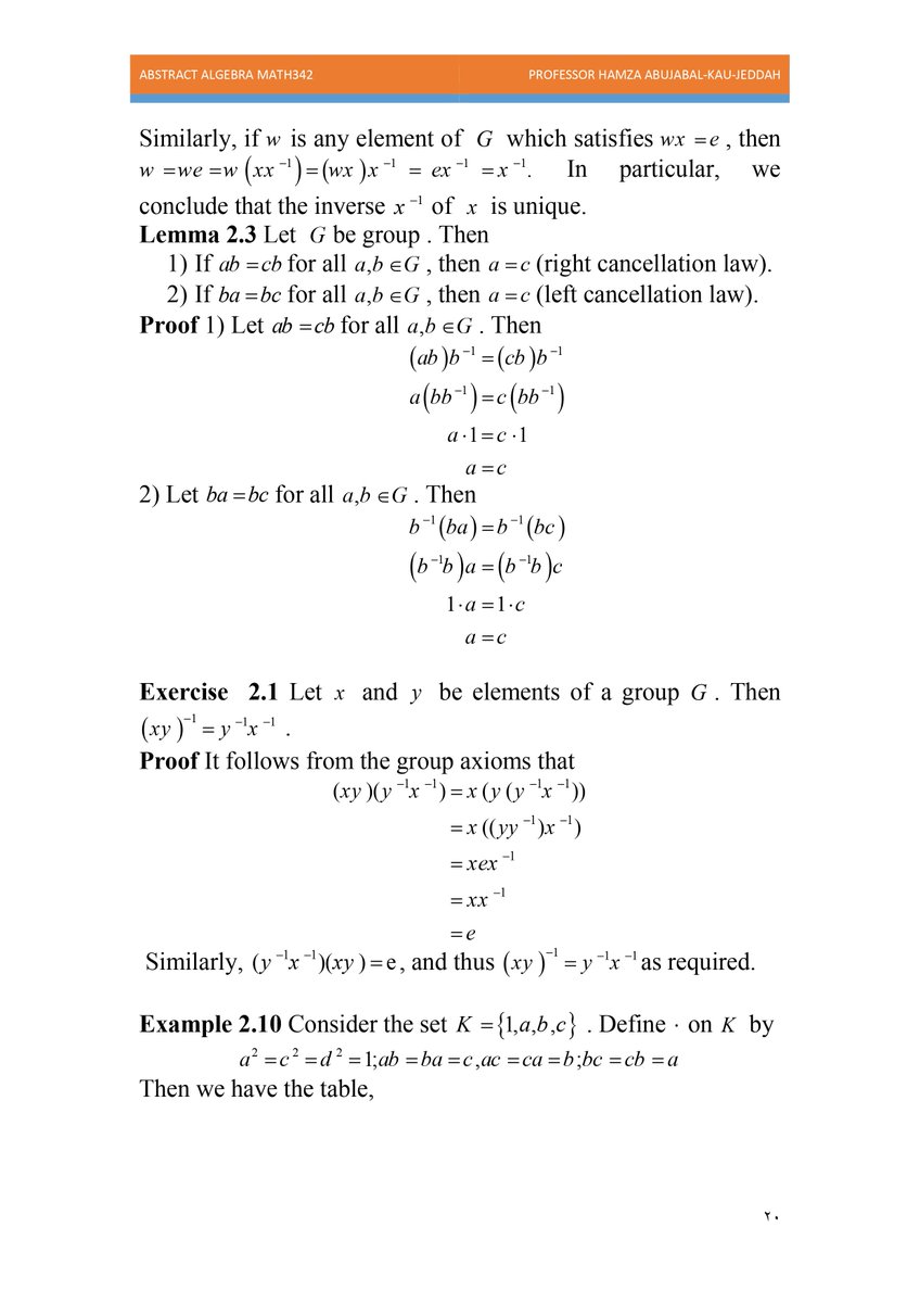 profhabujabal's tweet photo. #math342 Abstract Algebra I: Groups and Subgroups
#Profhabujabal https://t.co/7r74lRqx7j