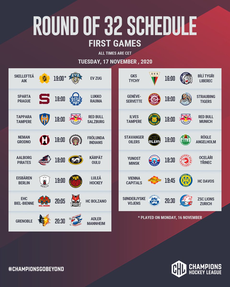 championshockey's tweet image. The schedule for November&apos;s Round of 32 is here! 👇
championshockeyleague.com/en/news/round-…