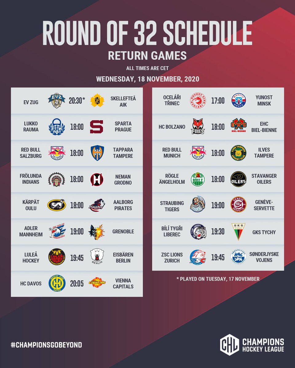 championshockey's tweet image. The schedule for November&apos;s Round of 32 is here! 👇
championshockeyleague.com/en/news/round-…