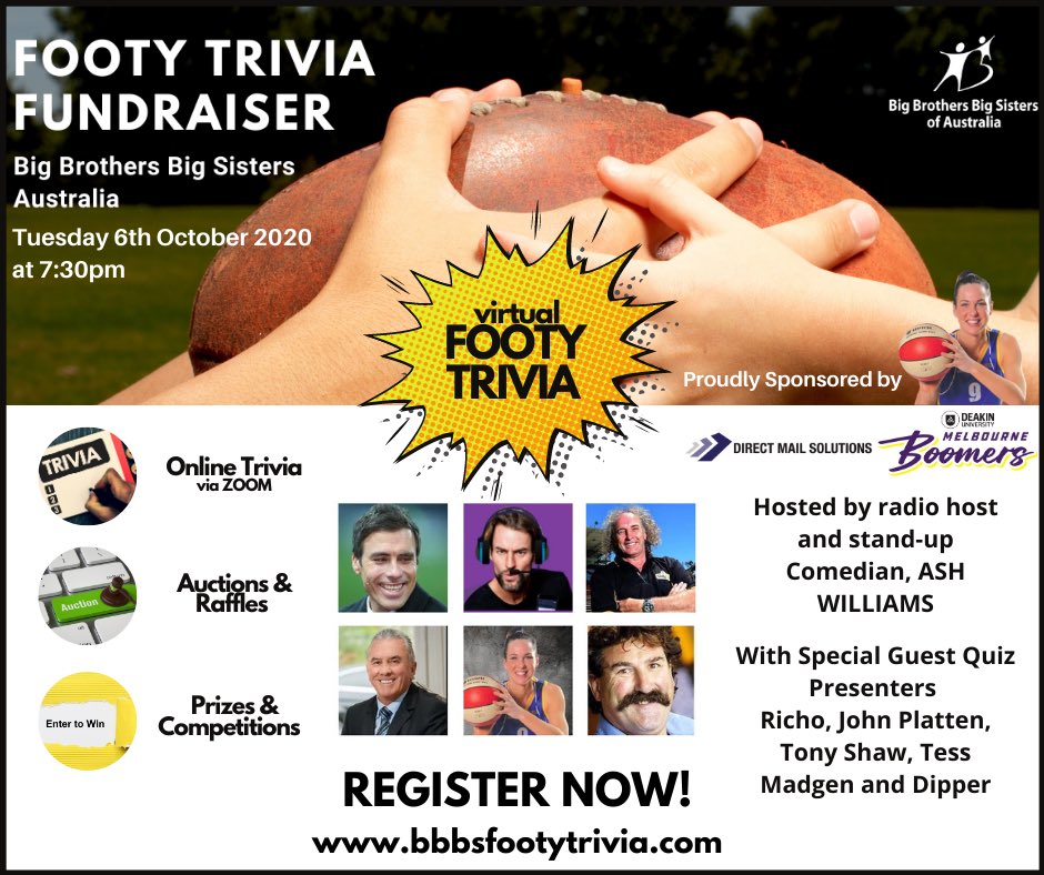 Love to see you at our footy event next Tuesday 6th Oct @ 7.30pm

bbbsfootytrivia.com