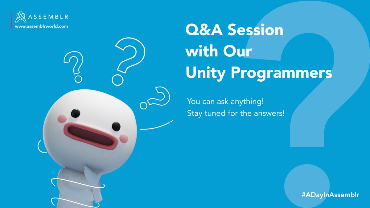 assemblrworld's tweet image. Ever felt curious about what is it like working as a Unity programmer in #Assemblr? Or do you wanna get to know them more? You can drop your questions on the comment section below, and our Unity experts will answer them on Friday! Stay tuned! 😎 #ADayInAssemblr #AskDeveloper