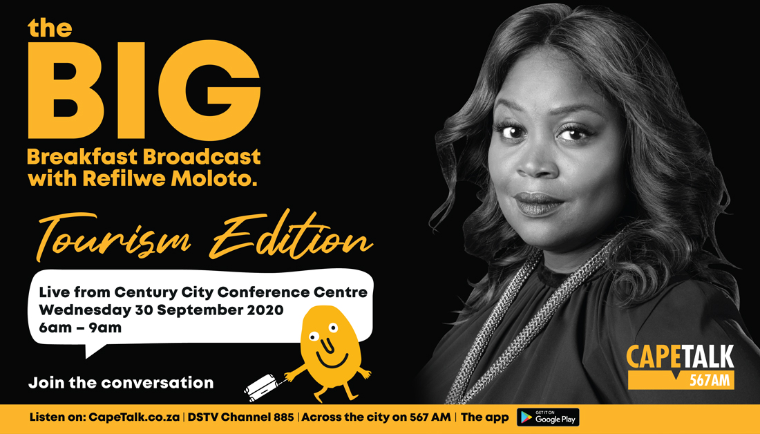CapeTalk's tweet image. Tune in tomorrow for the first edition of The BIG Breakfast Broadcast with Refilwe Moloto, brought to you live from the Century City Virtual Conference Centre Studio. Watch the show live on Facebook, or visit capetalk.co.za to tune in. #BigBreakfastBroadcast