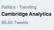 Still trending. 

Have I told you the one about how Dominic Cummings used #CambridgeAnalytica's Canandian sister firm to illegally funnel 100s of 1000s of £ to target millions of extra voters on Facebook with outright lies ahead of EUref?
