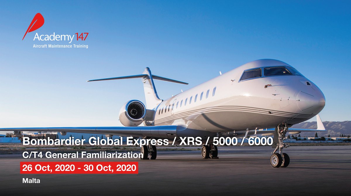 academy147's tweet image. #CourseAnnouncement: For the month of October, we're offering the #BombardierGlobalExpress / XRS / 5000 / 6000, at our facilities in Malta. This is a EASA Part-147 Cat C/T4 Gen Fam course.

Write at info@academy147.com for more info or you can apply now bit.ly/36f6Xaj.