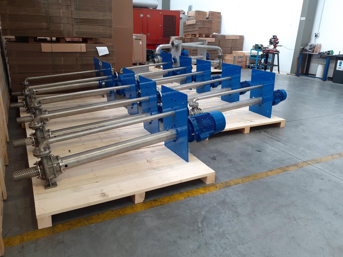 SRPumps's tweet photo. 10 AISI 316 vertical RC vortex impeller ready to be delivered togheter with 10 small monoblock HG #pumps to @YTM_Industrial our finnish distributor.
The pumps will be installed in a battery factory in Scandinavia and they will pump #wastewater coming from industrial processes. https://t.co/2wPkW4SFfG