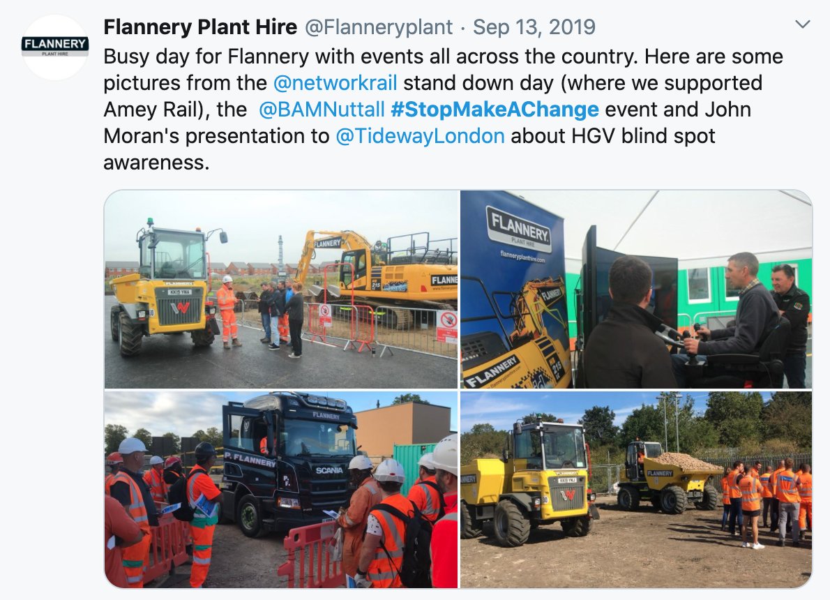 Last year <a href="/Flanneryplant/">Flannery Plant Hire</a> teamed up with @BAMNuttall, <a href="/amey/">Amey Desai</a>, <a href="/networkrail/">Network Rail</a> &amp; <a href="/TidewayLondon/">Tideway</a> during #StopMakeAChange. Have you signed up for #SMAC20? Focusing on #health, #safety &amp; #wellbeing in UK #construction, 10-23 October - more: bit.ly/2ZZg7DS <a href="/MatesInMind/">Mates In Mind</a> <a href="/CR_UK/">Cancer Research UK</a>