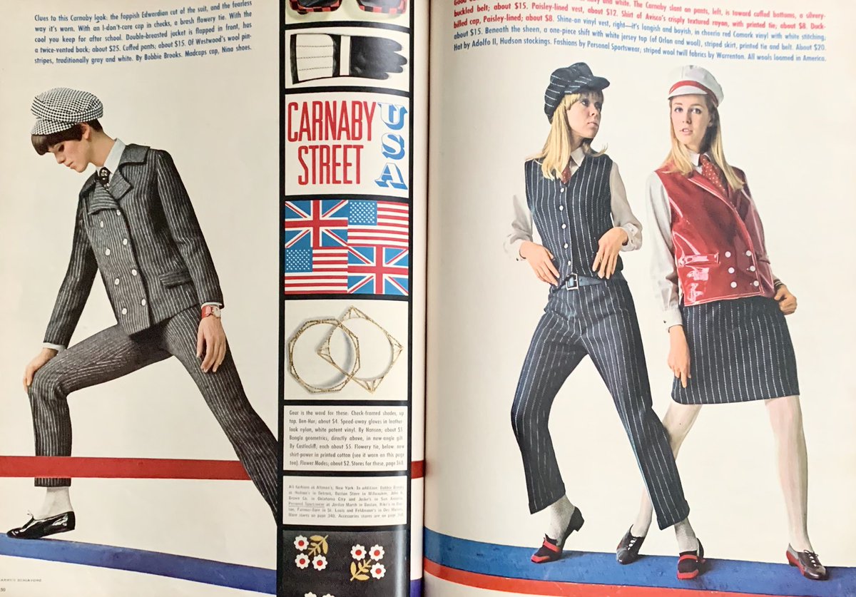 Sixties Fashion Magazine 1966年のアメリカのファッション誌より Carnaby Street Usa アメリカ視点のロンドンファッションと言ったところでしょうか Carnaby Streetは当時若者向けブティックが軒を連ね 人気のあったロンドンの通りで この時代