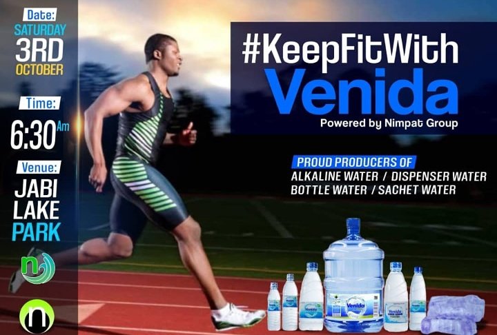 VenidaWater's tweet photo. Abuja come KEEP FIT with VENIDA at JABI LAKE PARK 3rd Oct. VENIDA the proud producers of ALKALINE WATER 💦 

#keepfit #keepfitchallenge #abuja #abujabusiness #abujaconnect #venida #water #waterfall #drink #drinkwater #drinklocal #drinks #drinking #drinkstagram https://t.co/1naW1yygUo