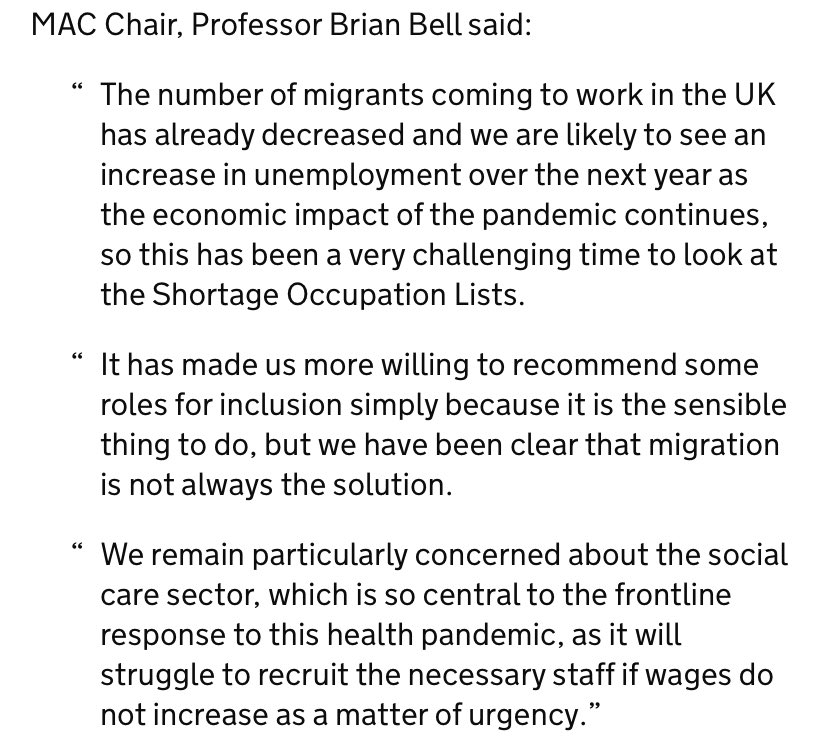 Even though we are about to experience a huge national spike in unemployment, the MAC warns that the social care sector will “struggle to recruit” if wages are not increased “as a matter of urgency”