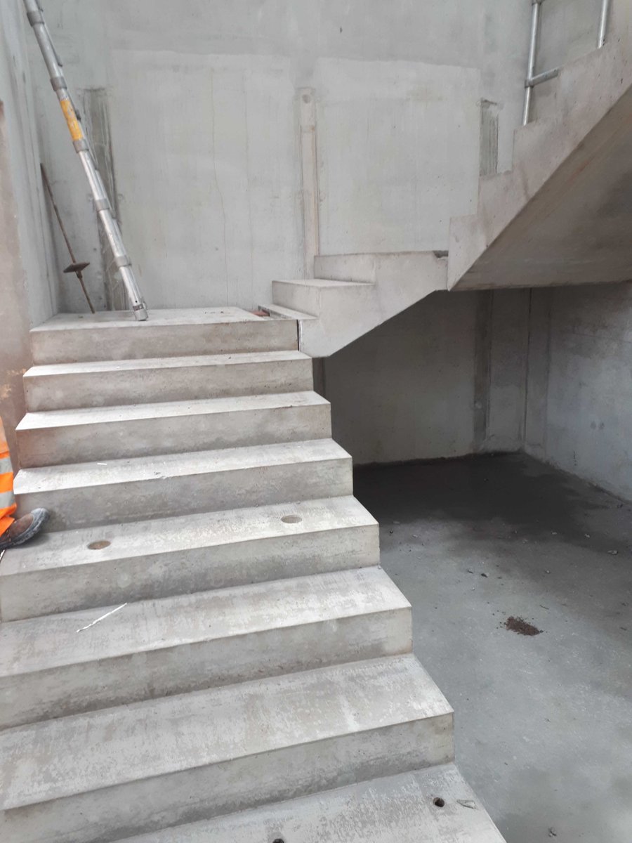 Installation of precast landings and precast stairs to Staircore 4 for Clancy Construction, Student Accommodation, Bandon Road, Cork. Well done to all involved 👍 #concrete #precaststairs #construction